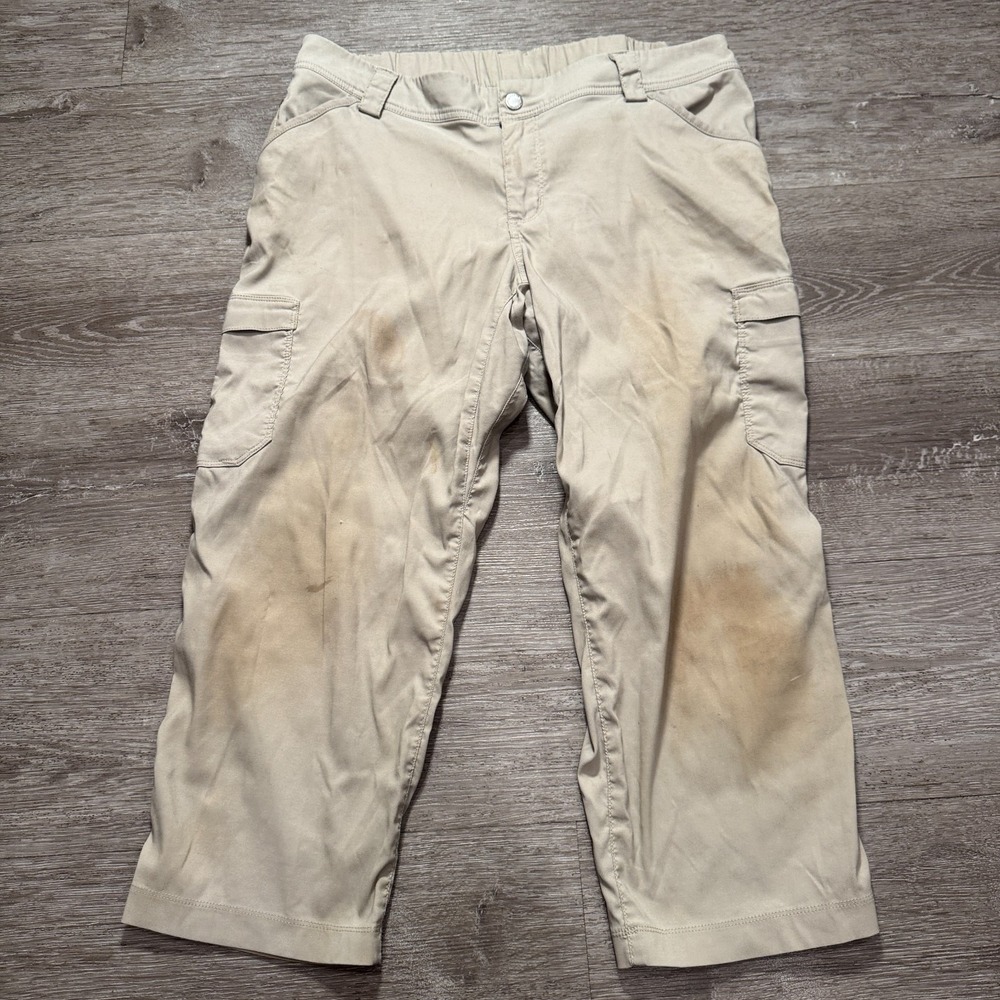 Duluth Trading Co Pants Womens 14 Beige Cargo Hiking Nylon Gorpcore Hike 34x24